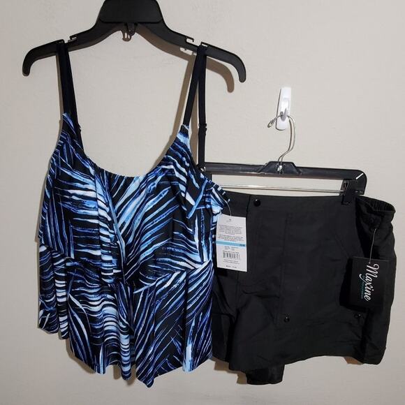 Maxine of Hollywood palm 2pc‎ Tiered tankini boy shorts Plus Size 20 W New - Picture 3 of 13